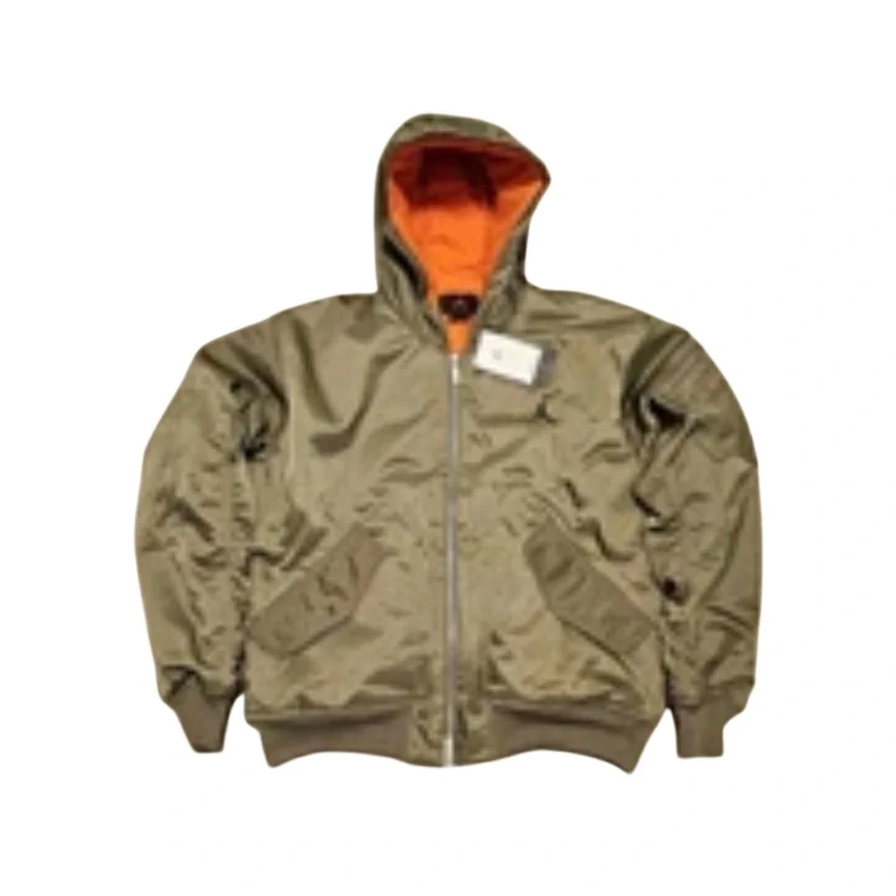 Jordan Bomber Jacket Mens Large Olive Green New Hooded Flight HV0540-222